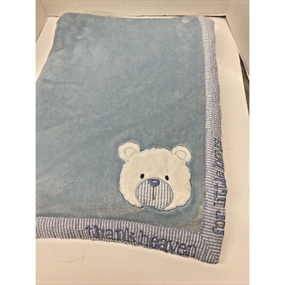 Baby Essentials Baby Blanket Thank Heaven for Little Boys Bear Gingham Blue